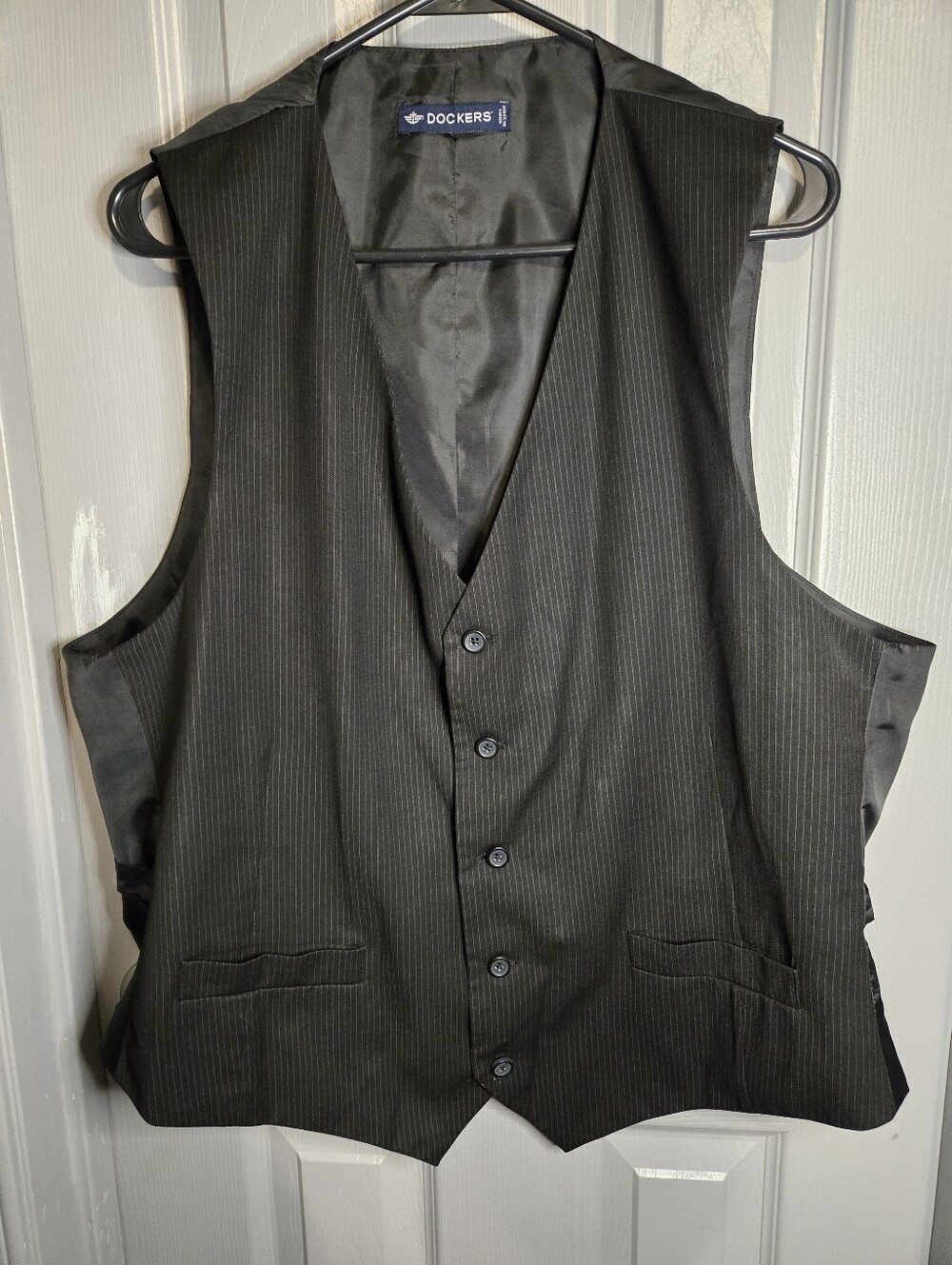 Dockers Men's Black Pinstripe Dress Vest